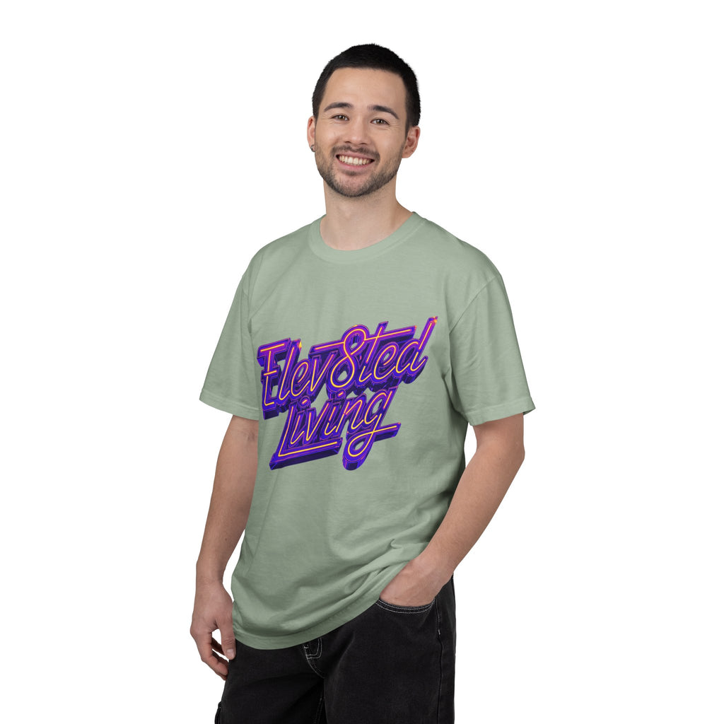Elev8ted Living Neon Tee — Purple & Yellow Garment-Dyed T-Shirt