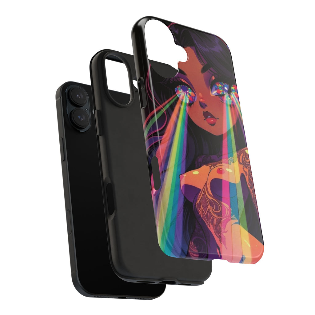 Psychedelic Rainbow Gaze Phone Case | Neon Portrait, Vaporwave Art