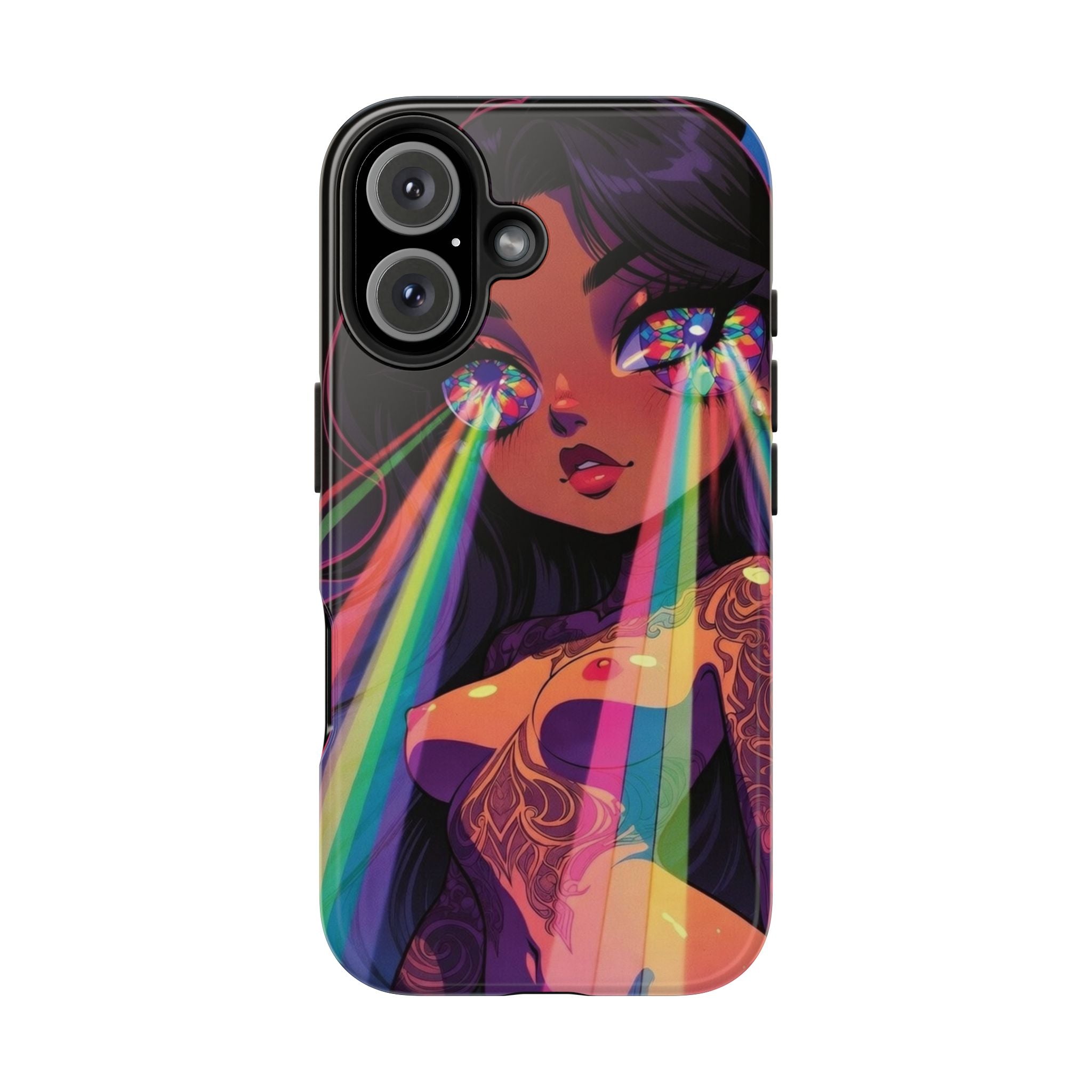 Psychedelic Rainbow Gaze Phone Case | Neon Portrait, Vaporwave Art