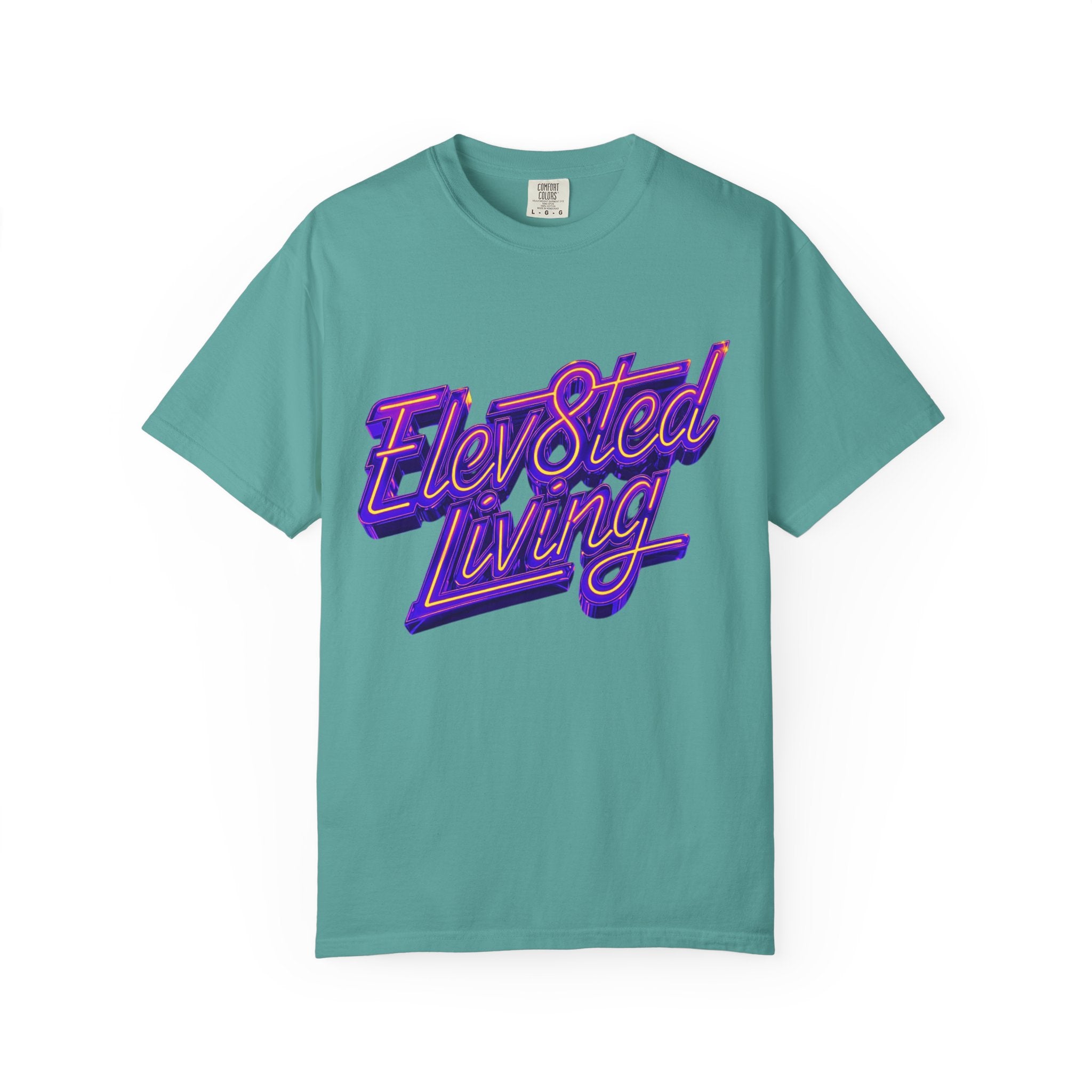 Elev8ted Living Neon Tee — Purple & Yellow Garment-Dyed T-Shirt