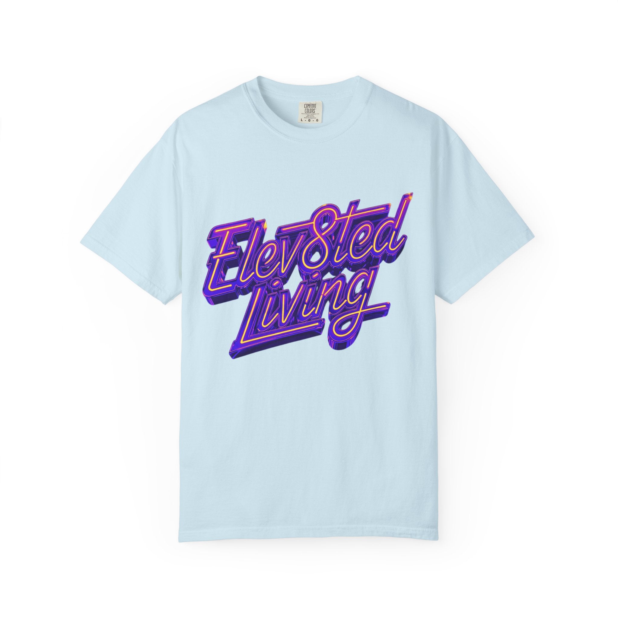 Elev8ted Living Neon Tee — Purple & Yellow Garment-Dyed T-Shirt