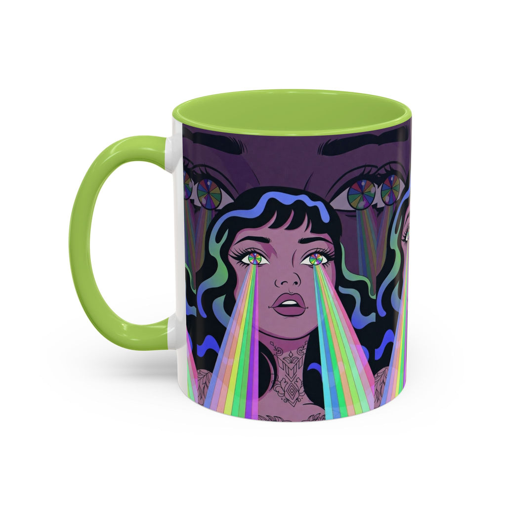 Kaleidoscope Eyes Accent Coffee Mug — Girl Illustration (11/15oz)