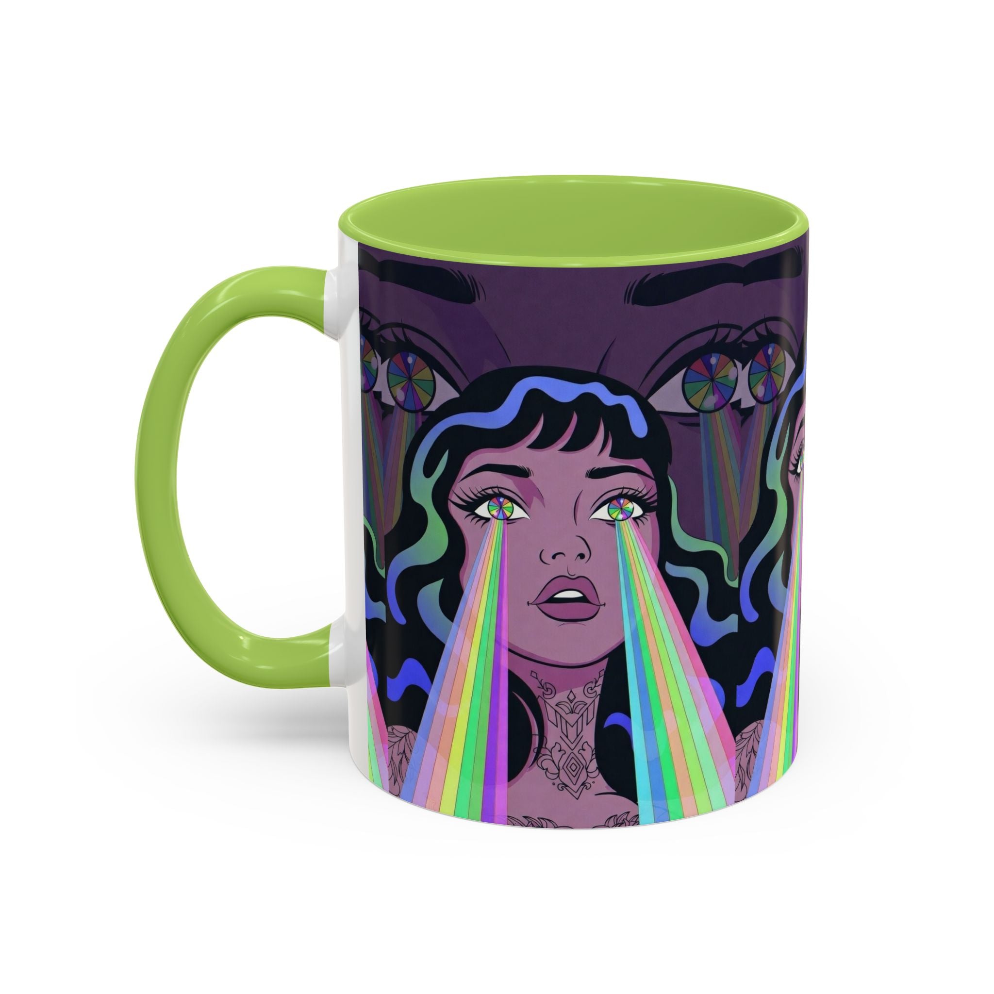 Kaleidoscope Eyes Accent Coffee Mug — Girl Illustration (11/15oz)