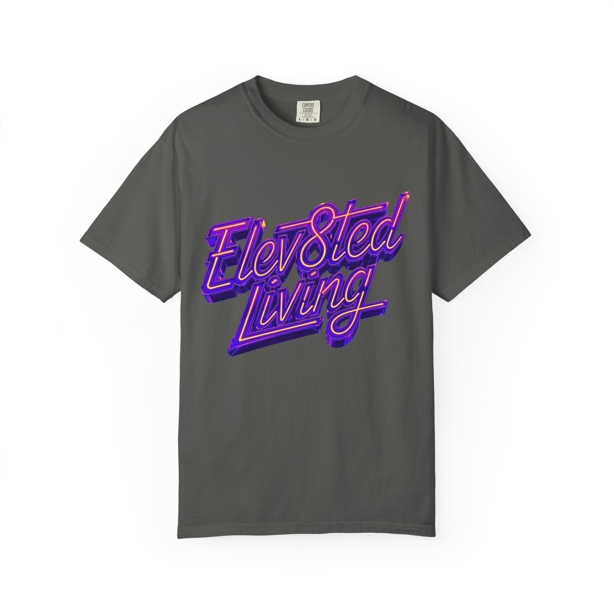 Elev8ted Living Neon Tee — Purple & Yellow Garment-Dyed T-Shirt