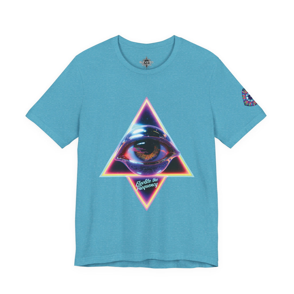 Eye Triangle Graphic Tee — "Elevated Living" Vaporwave T-Shirt