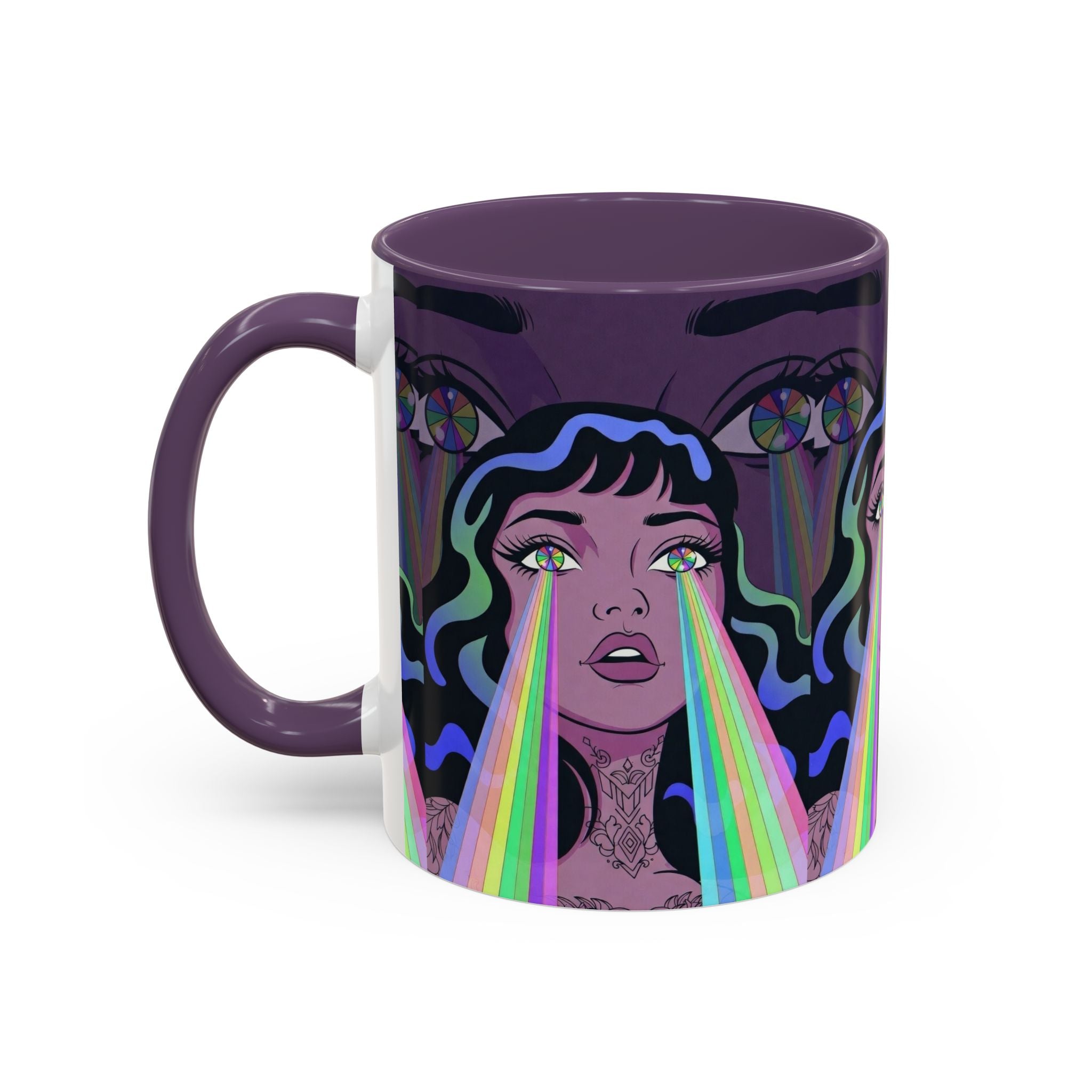 Kaleidoscope Eyes Accent Coffee Mug — Girl Illustration (11/15oz)
