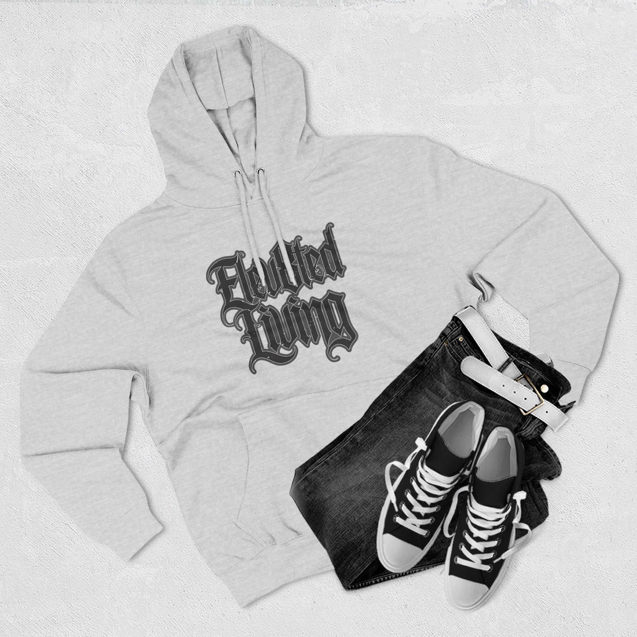 Elev8ted Living Tattoo Pin-Up Hoodie — Snake & Gothic Script