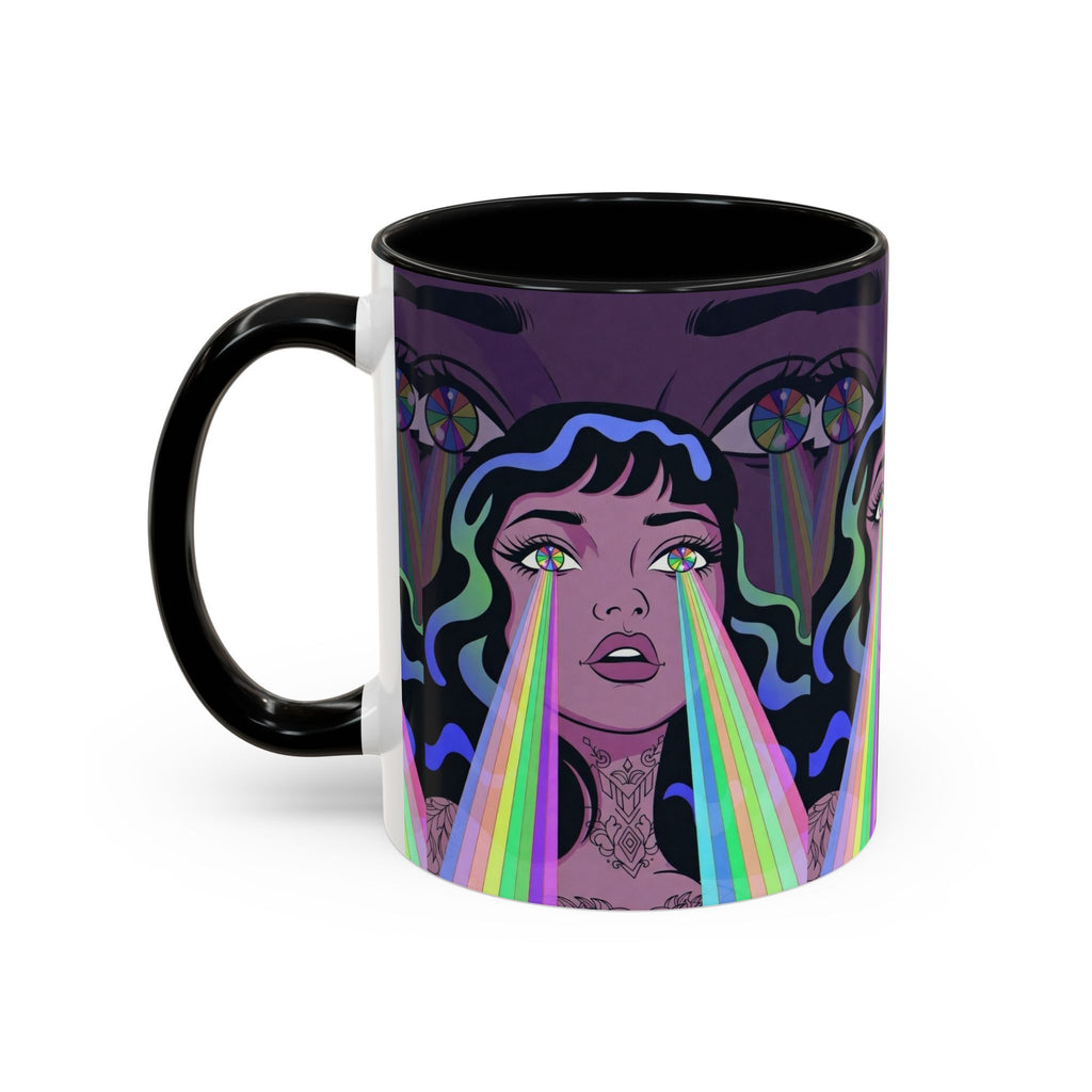 Kaleidoscope Eyes Accent Coffee Mug — Girl Illustration (11/15oz)