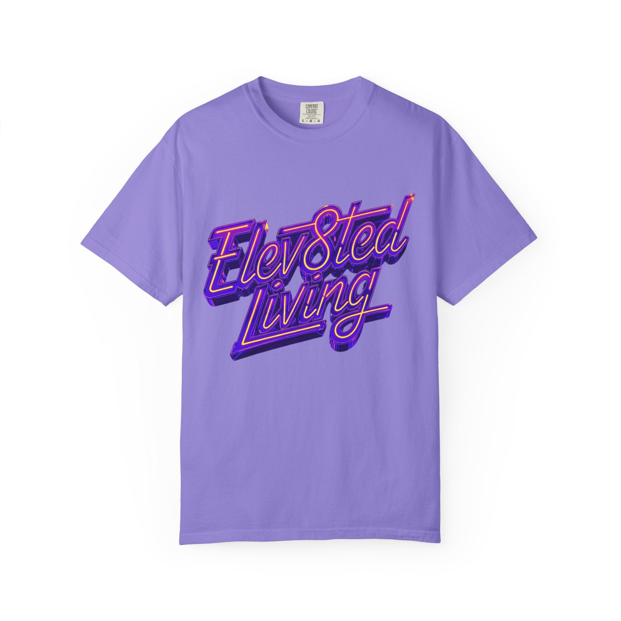 Elev8ted Living Neon Tee — Purple & Yellow Garment-Dyed T-Shirt