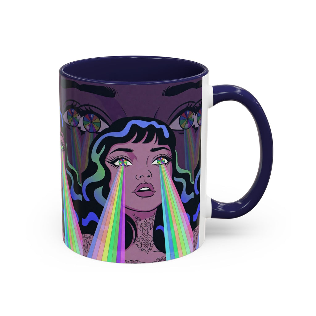 Kaleidoscope Eyes Accent Coffee Mug — Girl Illustration (11/15oz)