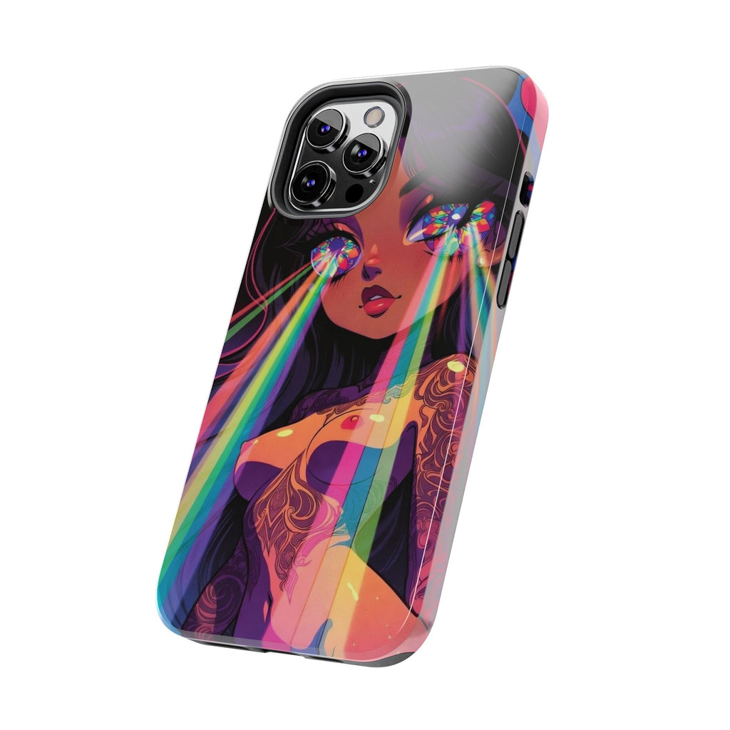 Psychedelic Rainbow Gaze Phone Case | Neon Portrait, Vaporwave Art