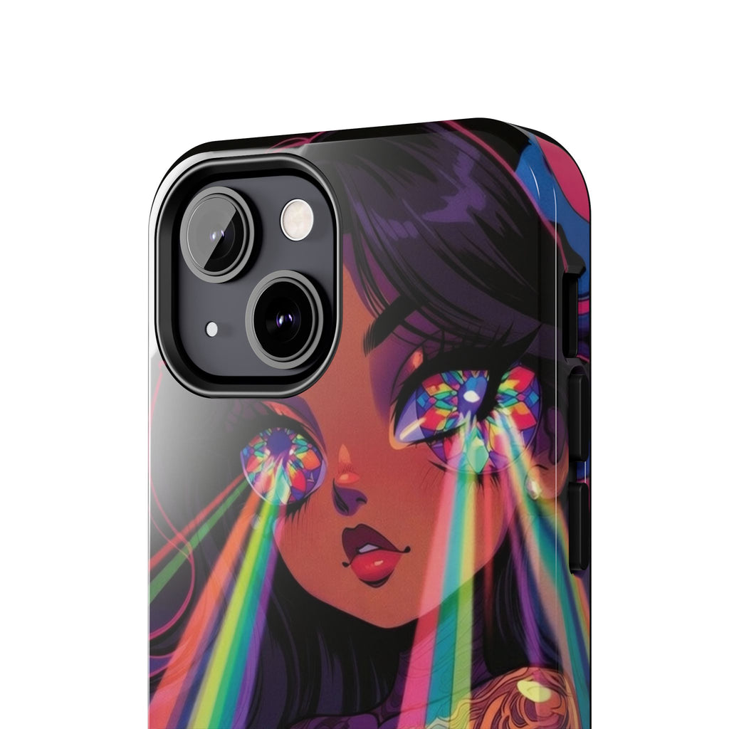 Psychedelic Rainbow Gaze Phone Case | Neon Portrait, Vaporwave Art