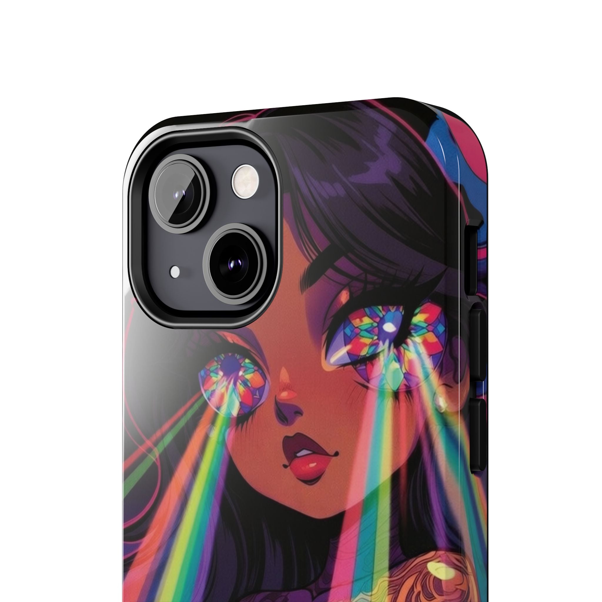 Psychedelic Rainbow Gaze Phone Case | Neon Portrait, Vaporwave Art