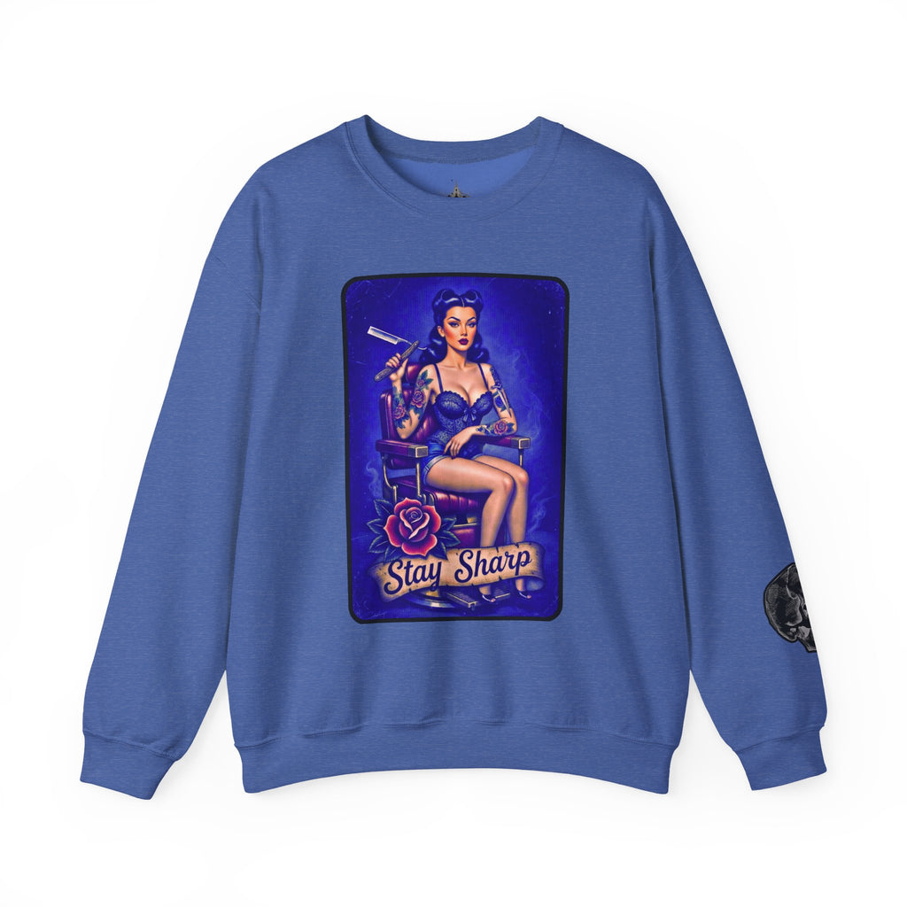 Stay Sharp Pinup Barber Crewneck Sweatshirt