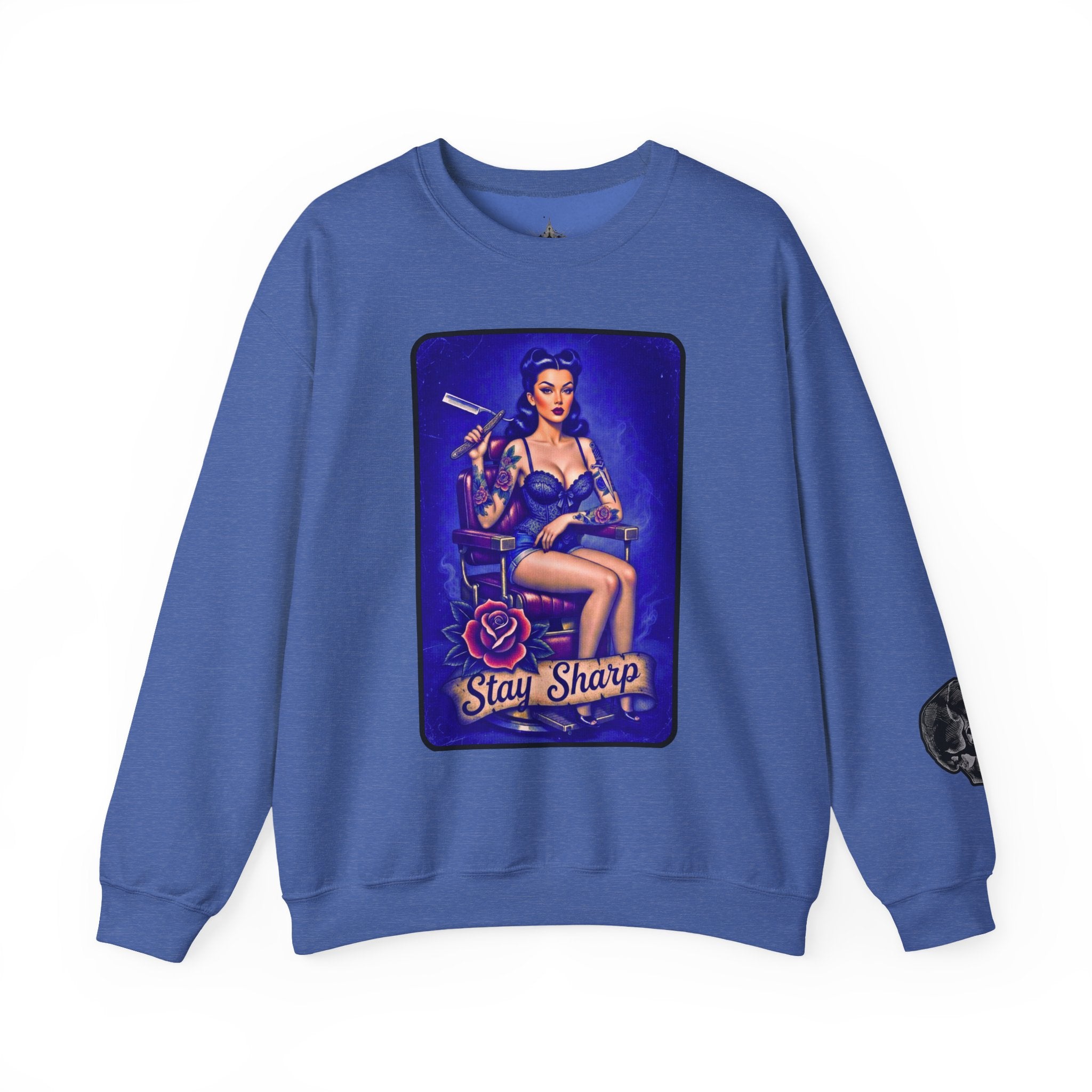 Stay Sharp Pinup Barber Crewneck Sweatshirt
