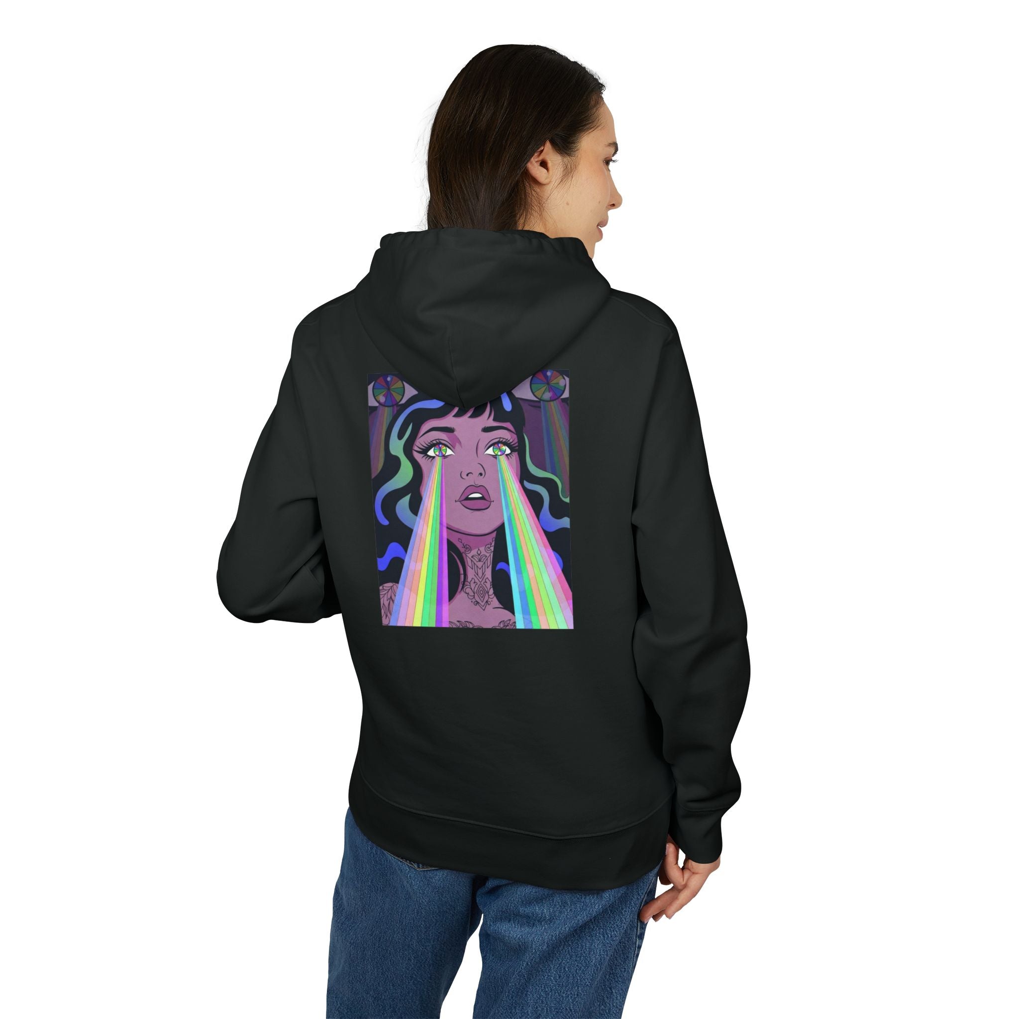 Psychedelic All‑Seeing Eye & Kaleidoscope Girl Hoodie —