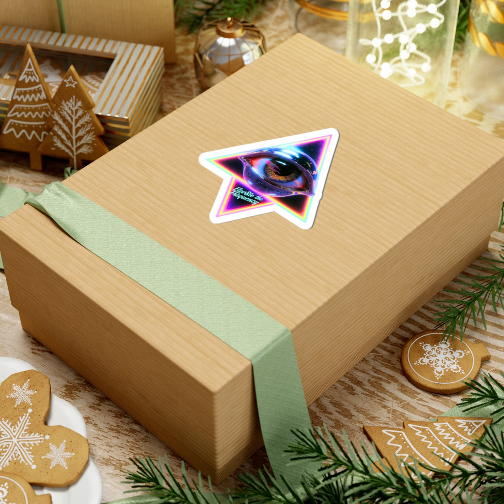 Elevate the Frequency All-Seeing Eye Neon Pyramid Sticker