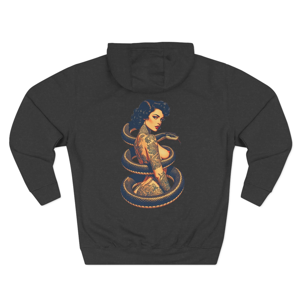 Elev8ted Living Tattoo Pin-Up Hoodie — Snake & Gothic Script