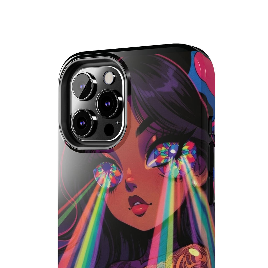 Psychedelic Rainbow Gaze Phone Case | Neon Portrait, Vaporwave Art