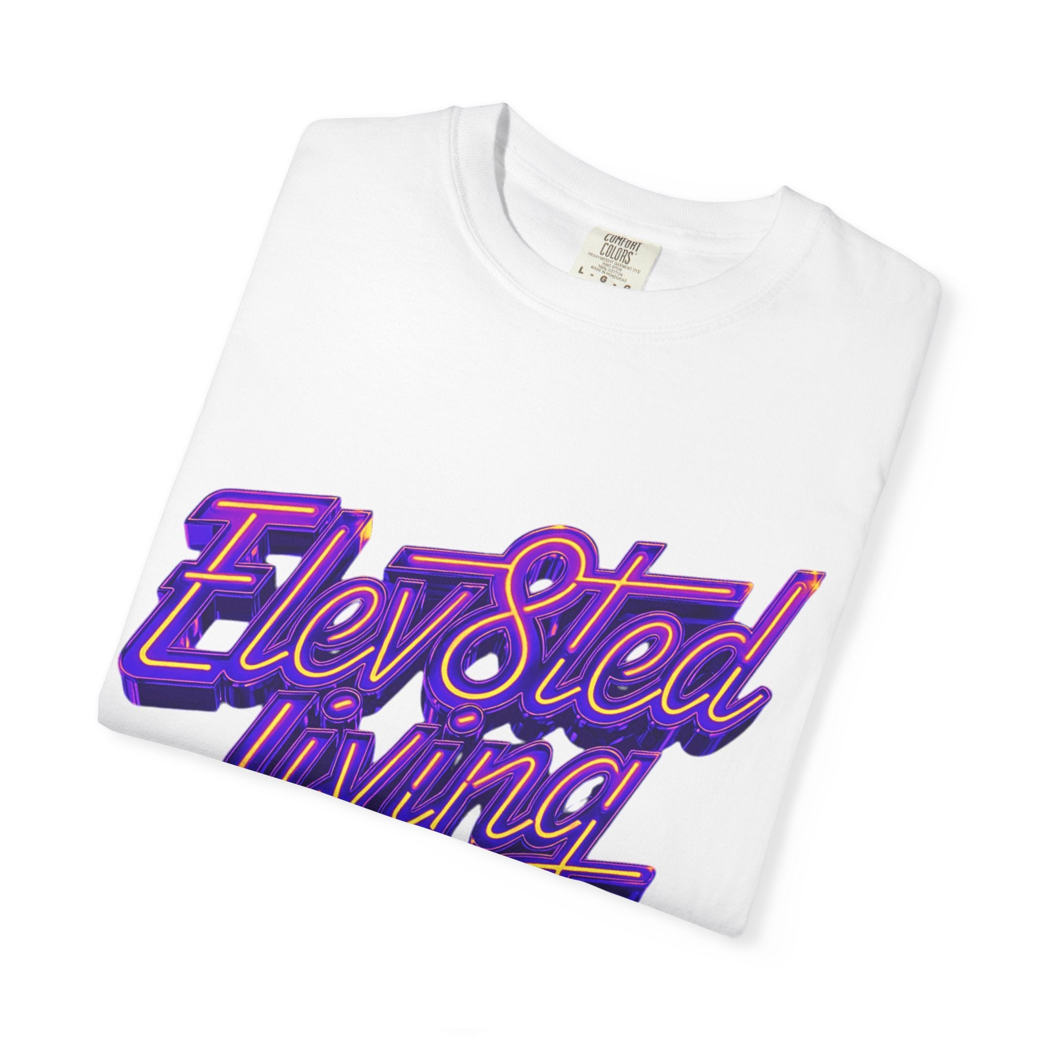 Elev8ted Living Neon Tee — Purple & Yellow Garment-Dyed T-Shirt