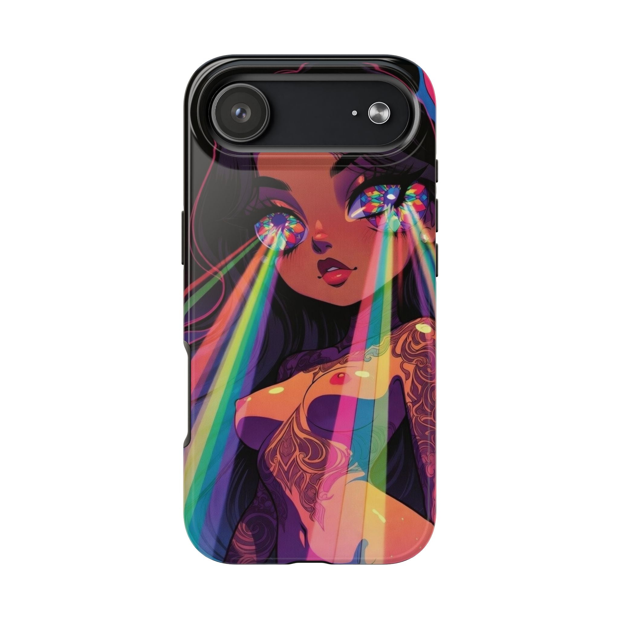 Psychedelic Rainbow Gaze Phone Case | Neon Portrait, Vaporwave Art
