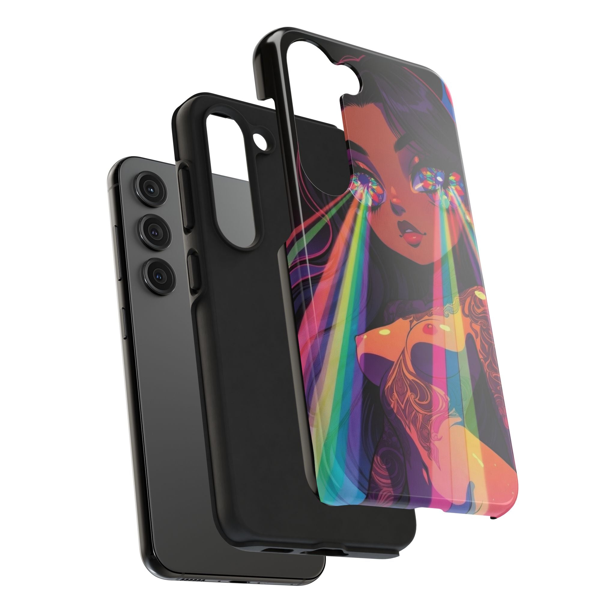 Psychedelic Rainbow Gaze Phone Case | Neon Portrait, Vaporwave Art