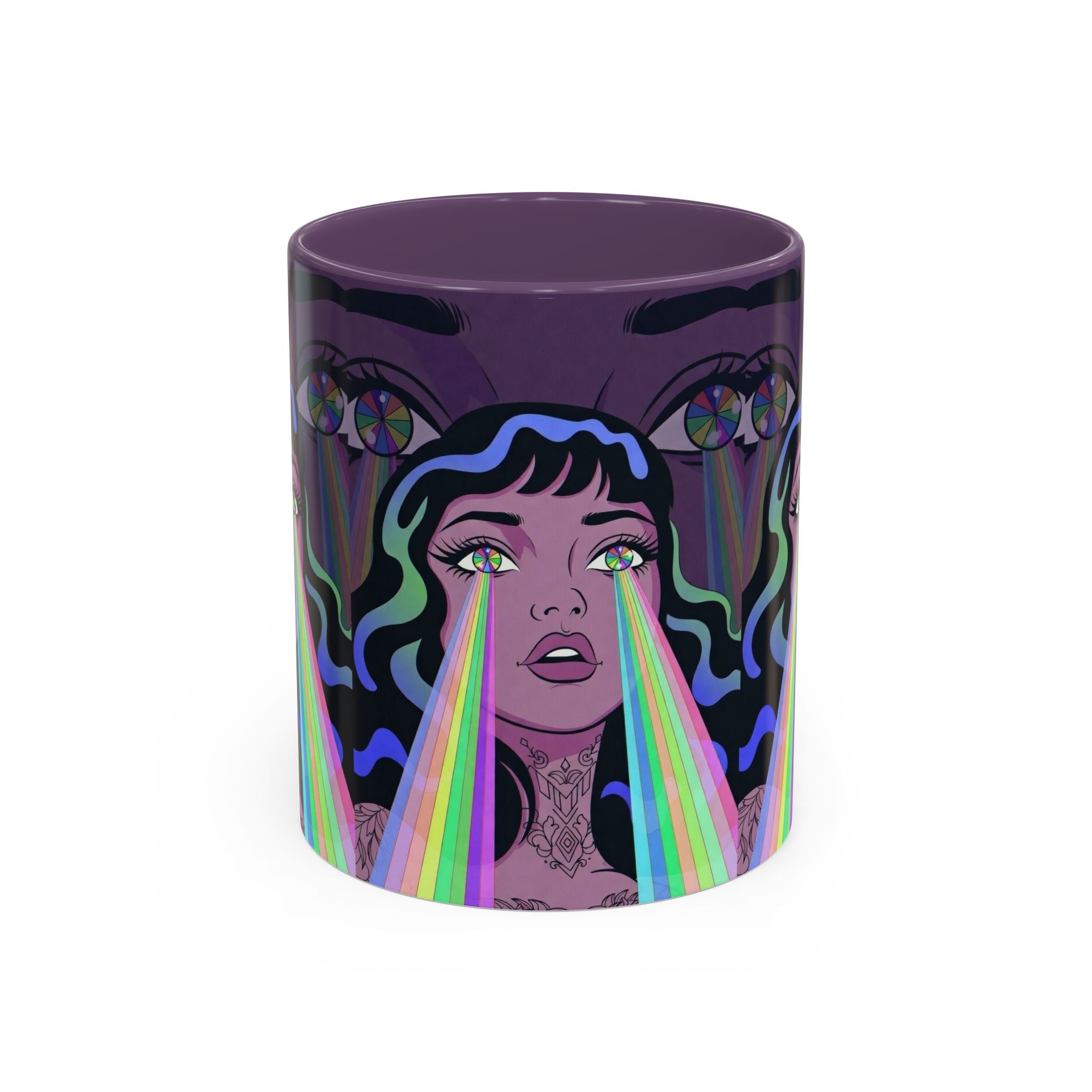 Kaleidoscope Eyes Accent Coffee Mug — Girl Illustration (11/15oz)
