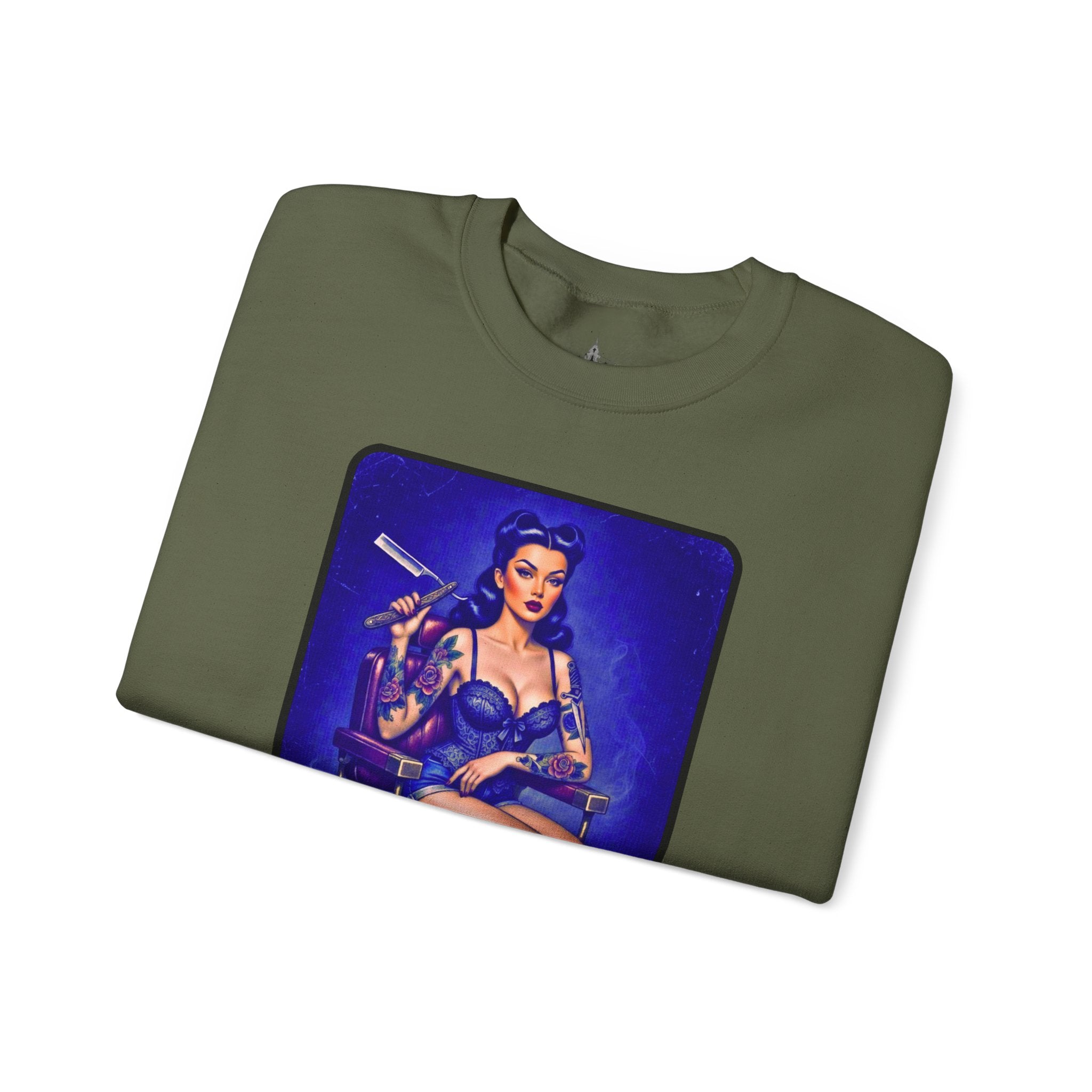 Stay Sharp Pinup Barber Crewneck Sweatshirt