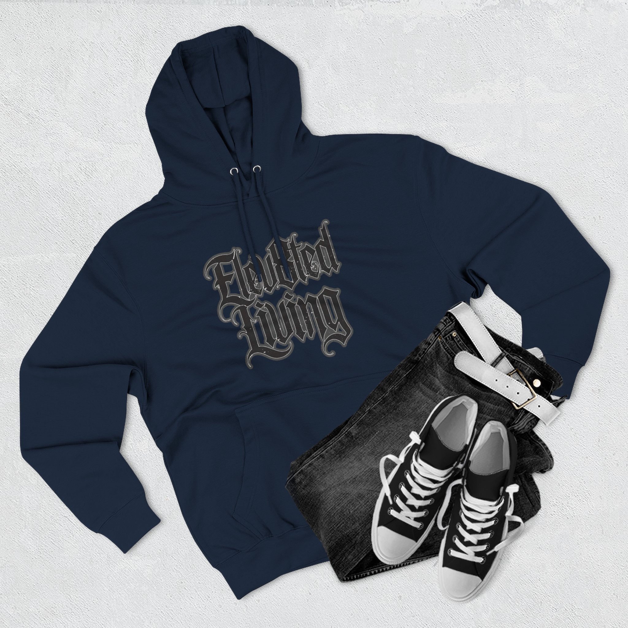 Elev8ted Living Tattoo Pin-Up Hoodie — Snake & Gothic Script