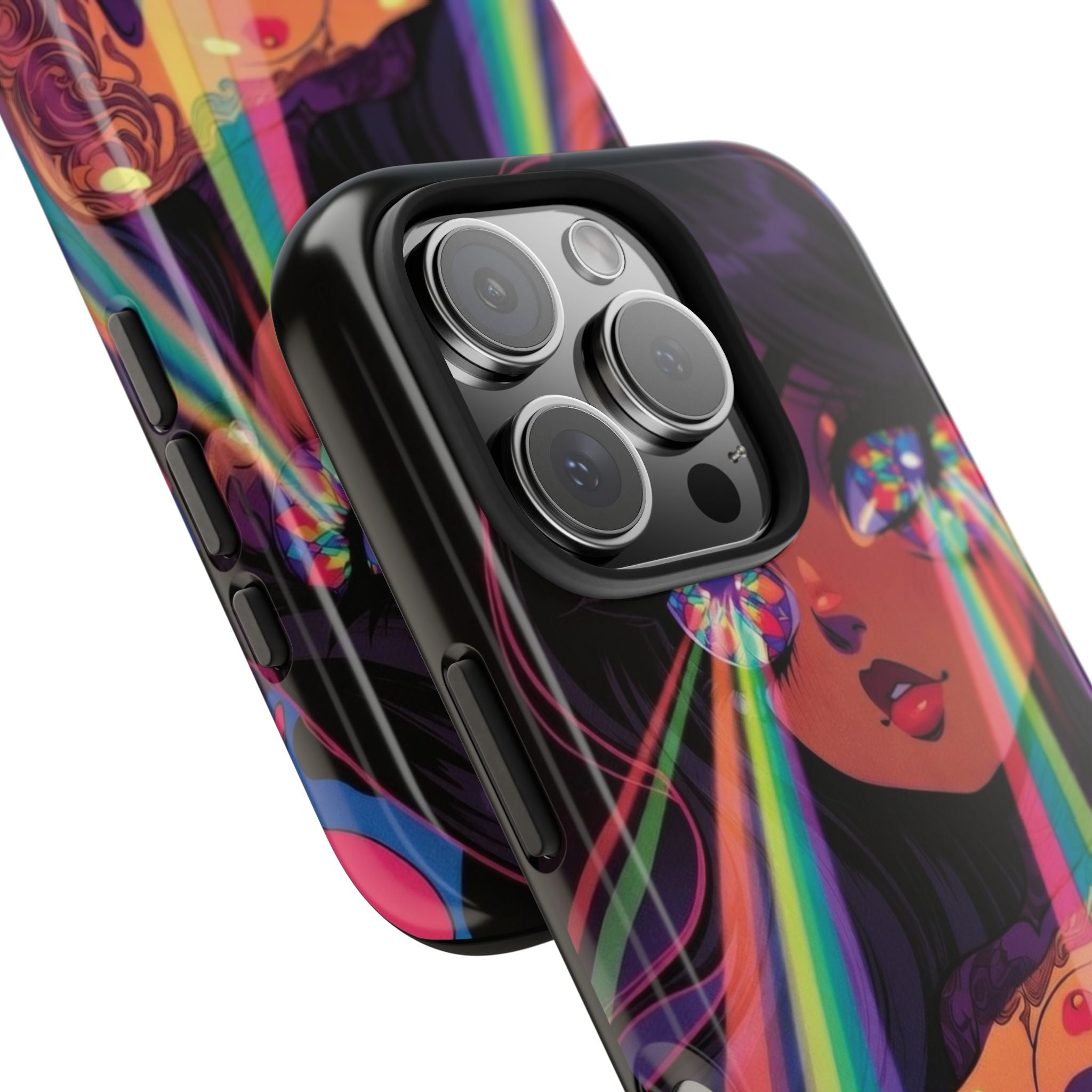 Psychedelic Rainbow Gaze Phone Case | Neon Portrait, Vaporwave Art