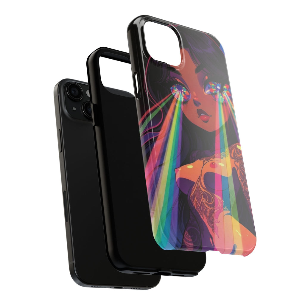 Psychedelic Rainbow Gaze Phone Case | Neon Portrait, Vaporwave Art