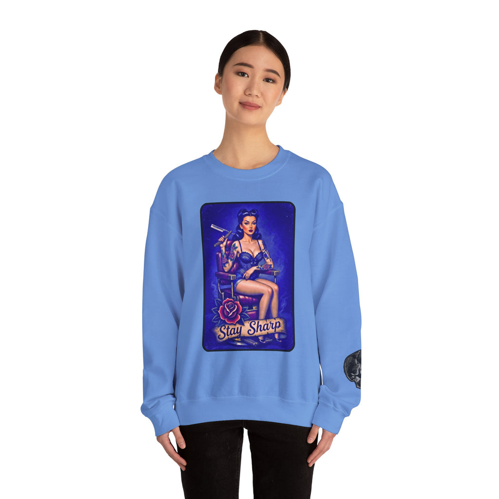 Stay Sharp Pinup Barber Crewneck Sweatshirt