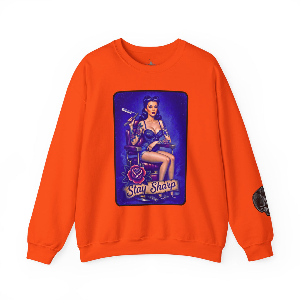 Stay Sharp Pinup Barber Crewneck Sweatshirt
