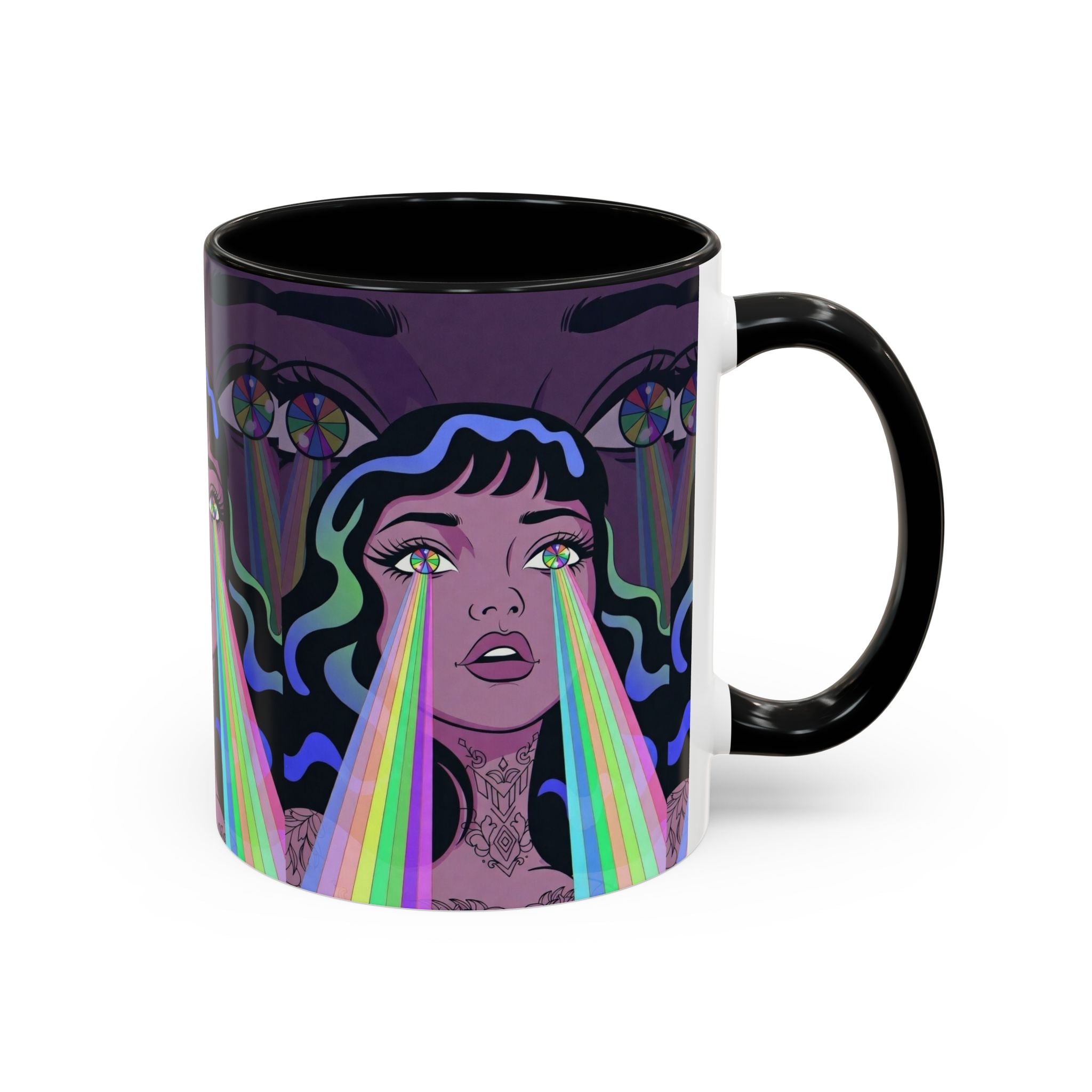 Kaleidoscope Eyes Accent Coffee Mug — Girl Illustration (11/15oz)
