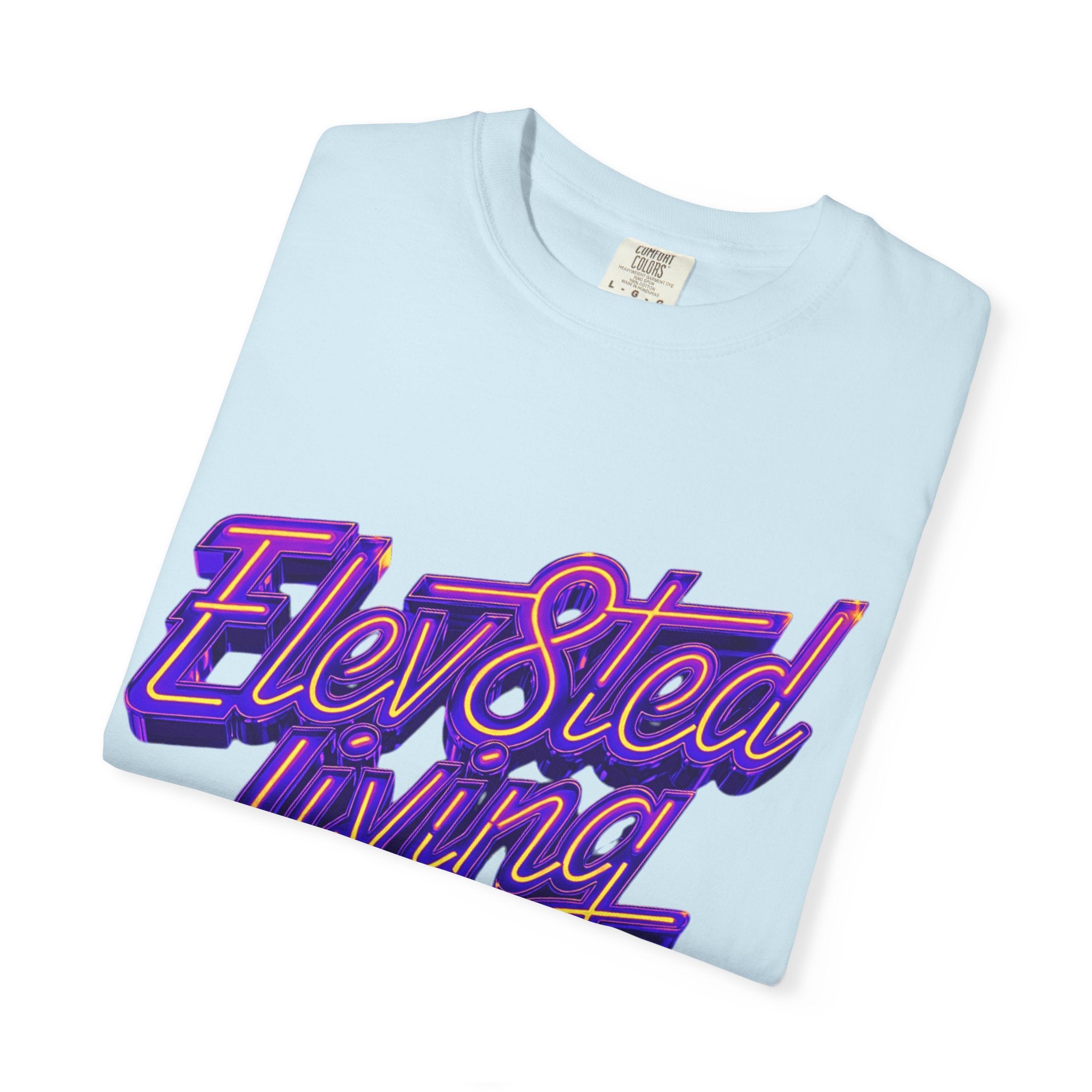 Elev8ted Living Neon Tee — Purple & Yellow Garment-Dyed T-Shirt