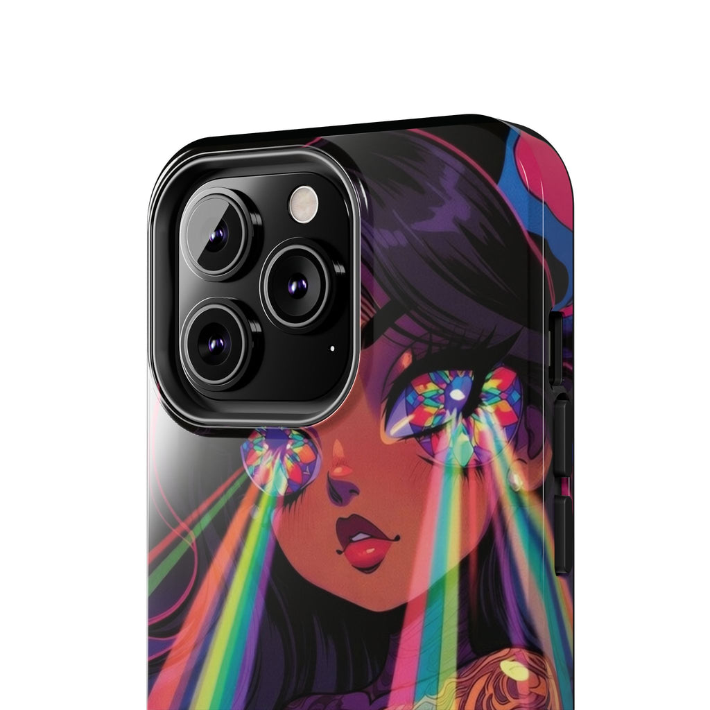 Psychedelic Rainbow Gaze Phone Case | Neon Portrait, Vaporwave Art