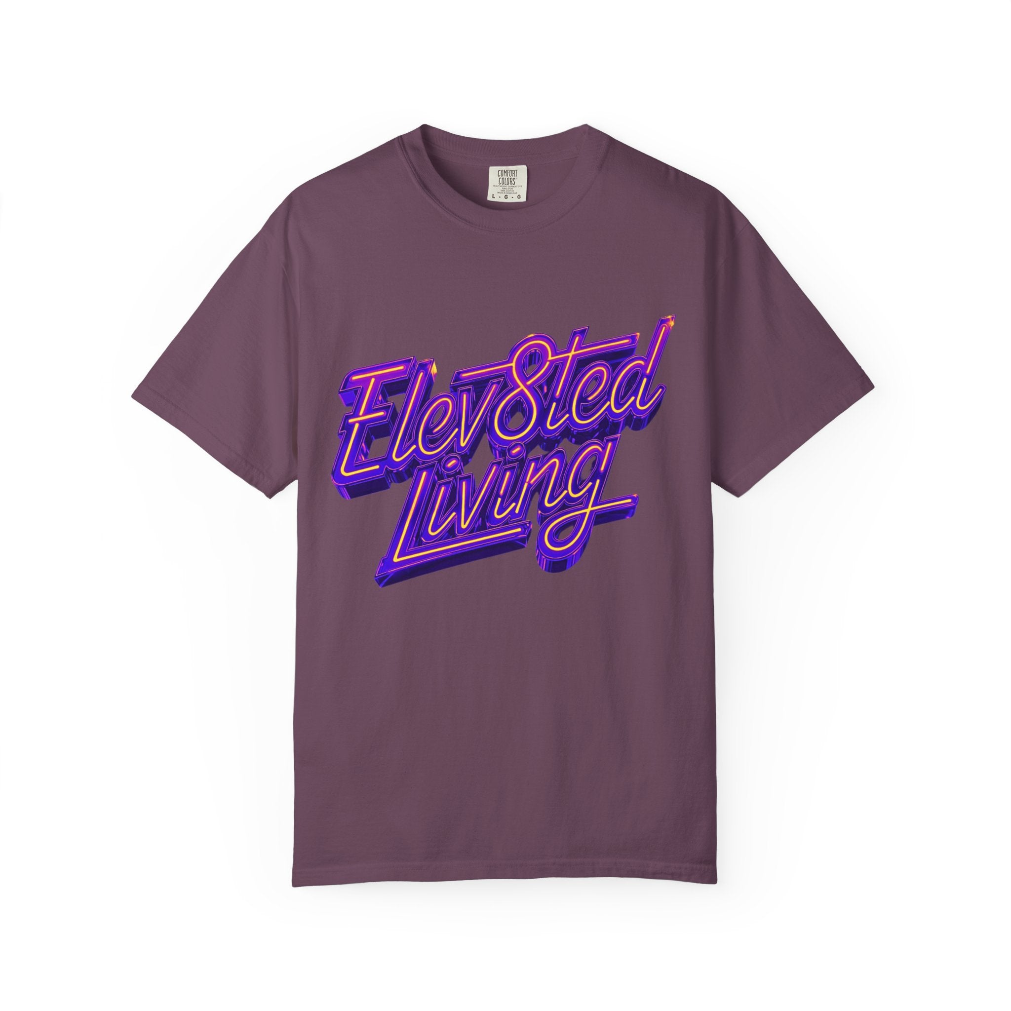 Elev8ted Living Neon Tee — Purple & Yellow Garment-Dyed T-Shirt