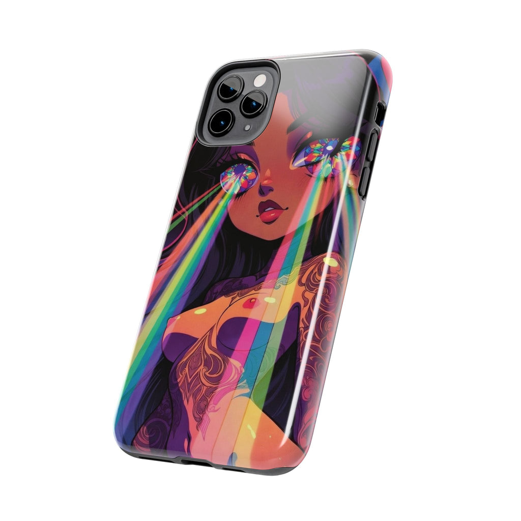 Psychedelic Rainbow Gaze Phone Case | Neon Portrait, Vaporwave Art
