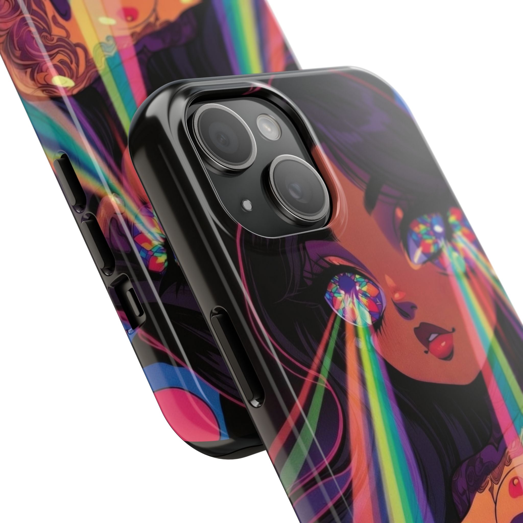 Psychedelic Rainbow Gaze Phone Case | Neon Portrait, Vaporwave Art