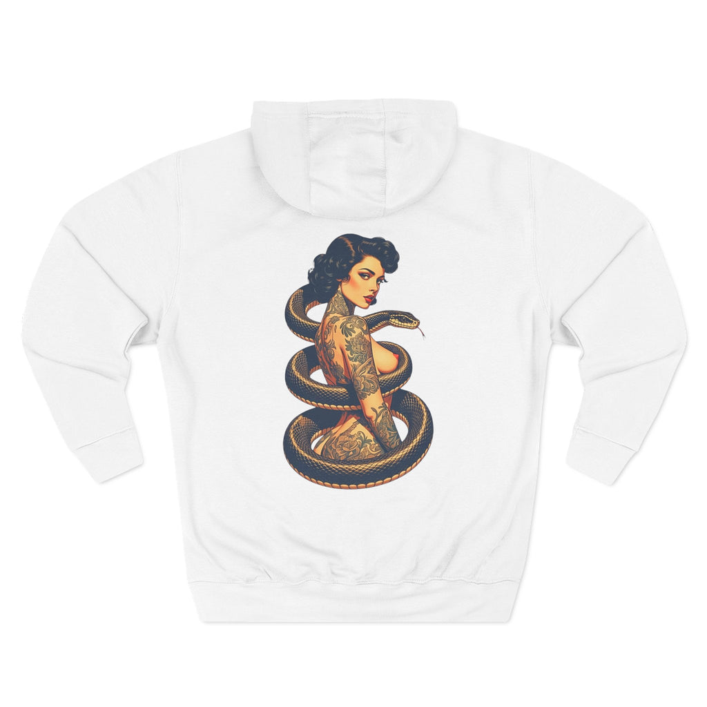 Elev8ted Living Tattoo Pin-Up Hoodie — Snake & Gothic Script