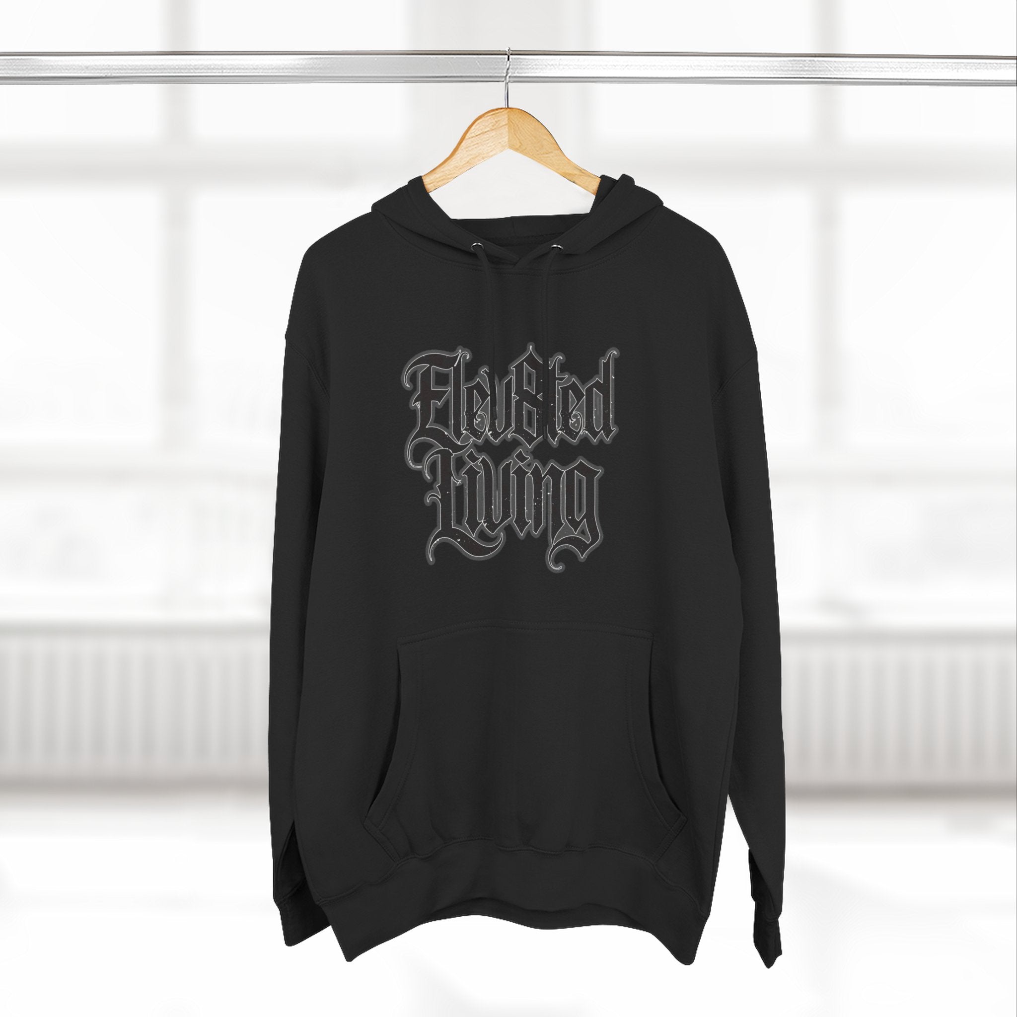 Elev8ted Living Tattoo Pin-Up Hoodie — Snake & Gothic Script