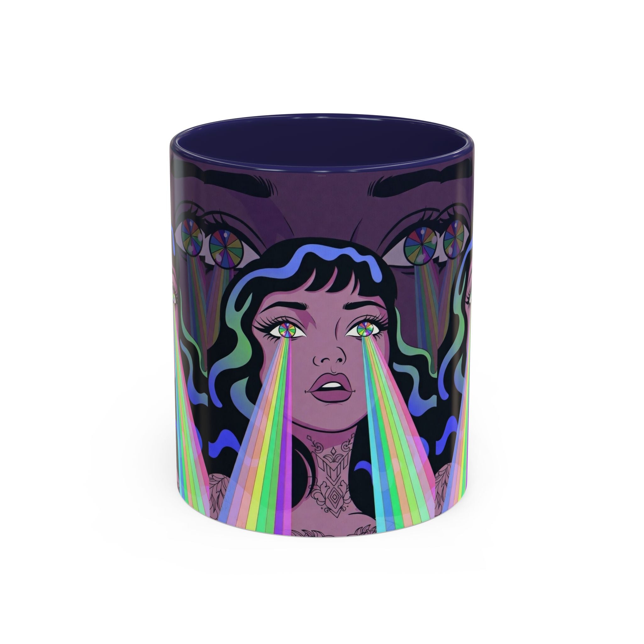Kaleidoscope Eyes Accent Coffee Mug — Girl Illustration (11/15oz)