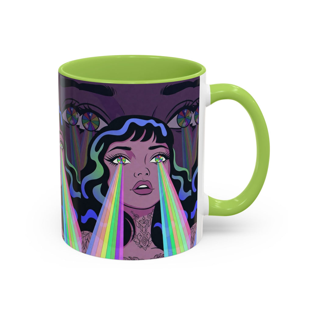 Kaleidoscope Eyes Accent Coffee Mug — Girl Illustration (11/15oz)