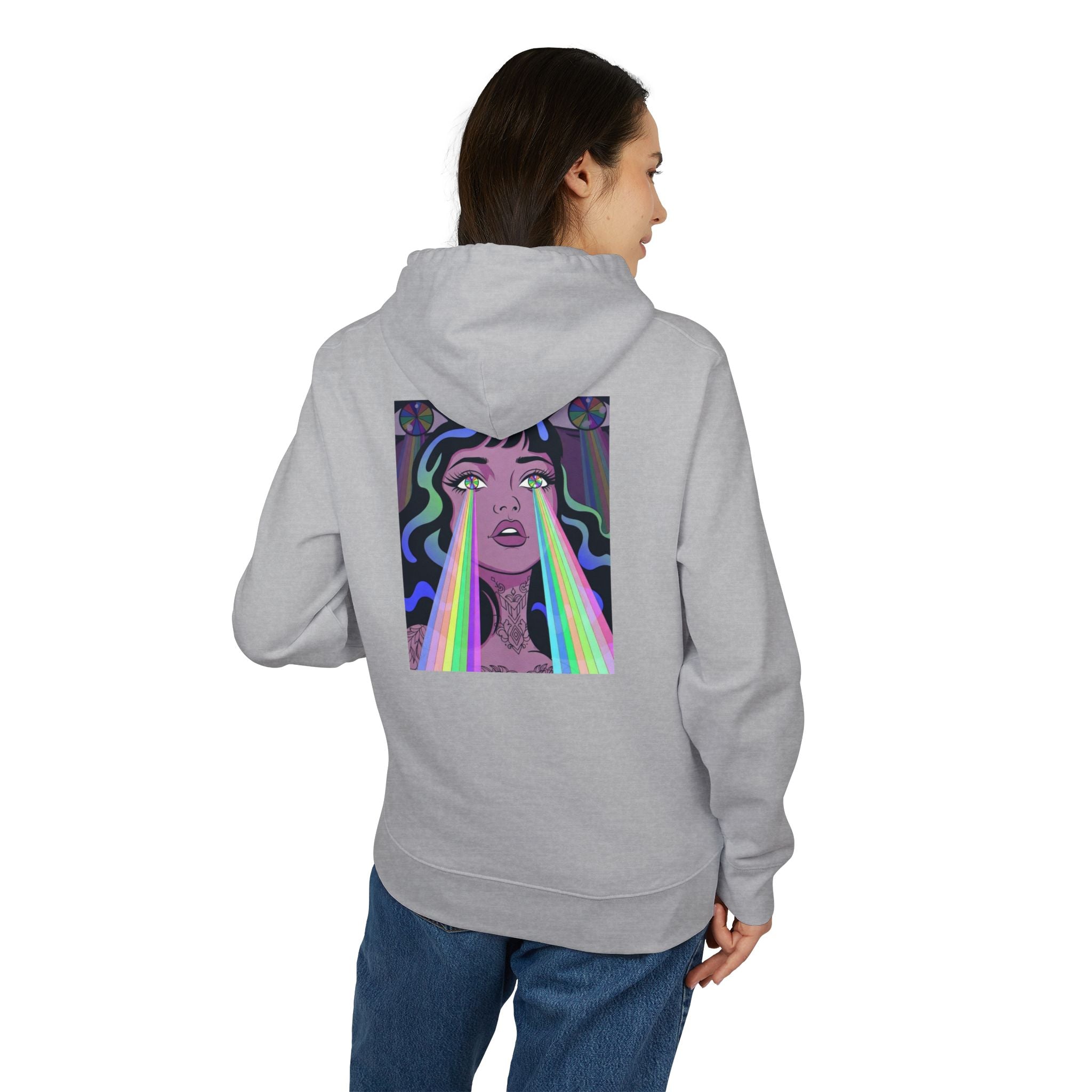 Psychedelic All‑Seeing Eye & Kaleidoscope Girl Hoodie —