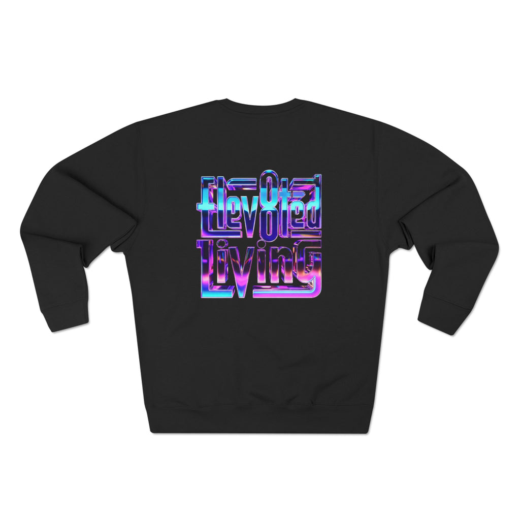 Elev8ted Living Crewneck Sweatshirt — Trippie Girl with Laser Rainbow Eyes
