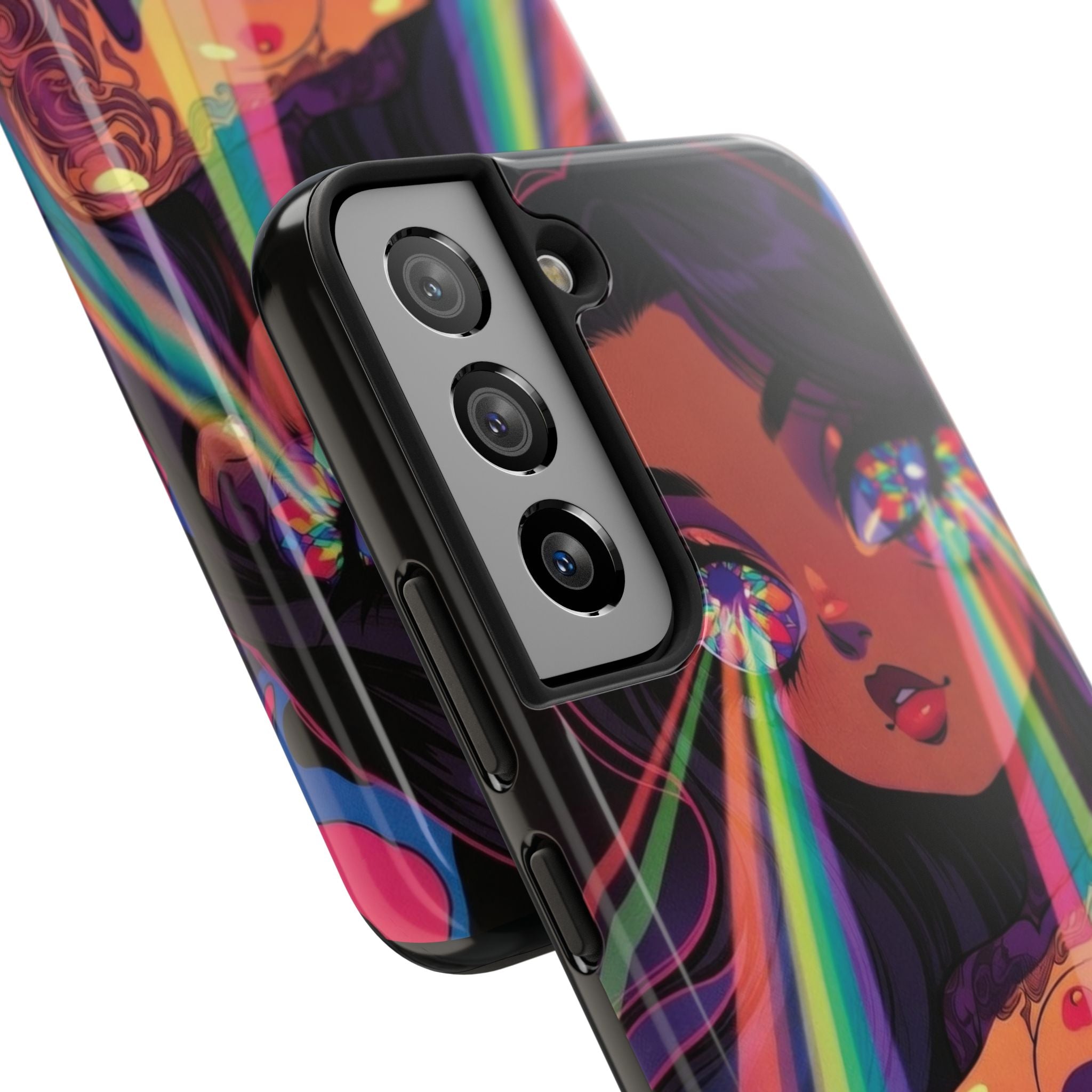 Psychedelic Rainbow Gaze Phone Case | Neon Portrait, Vaporwave Art