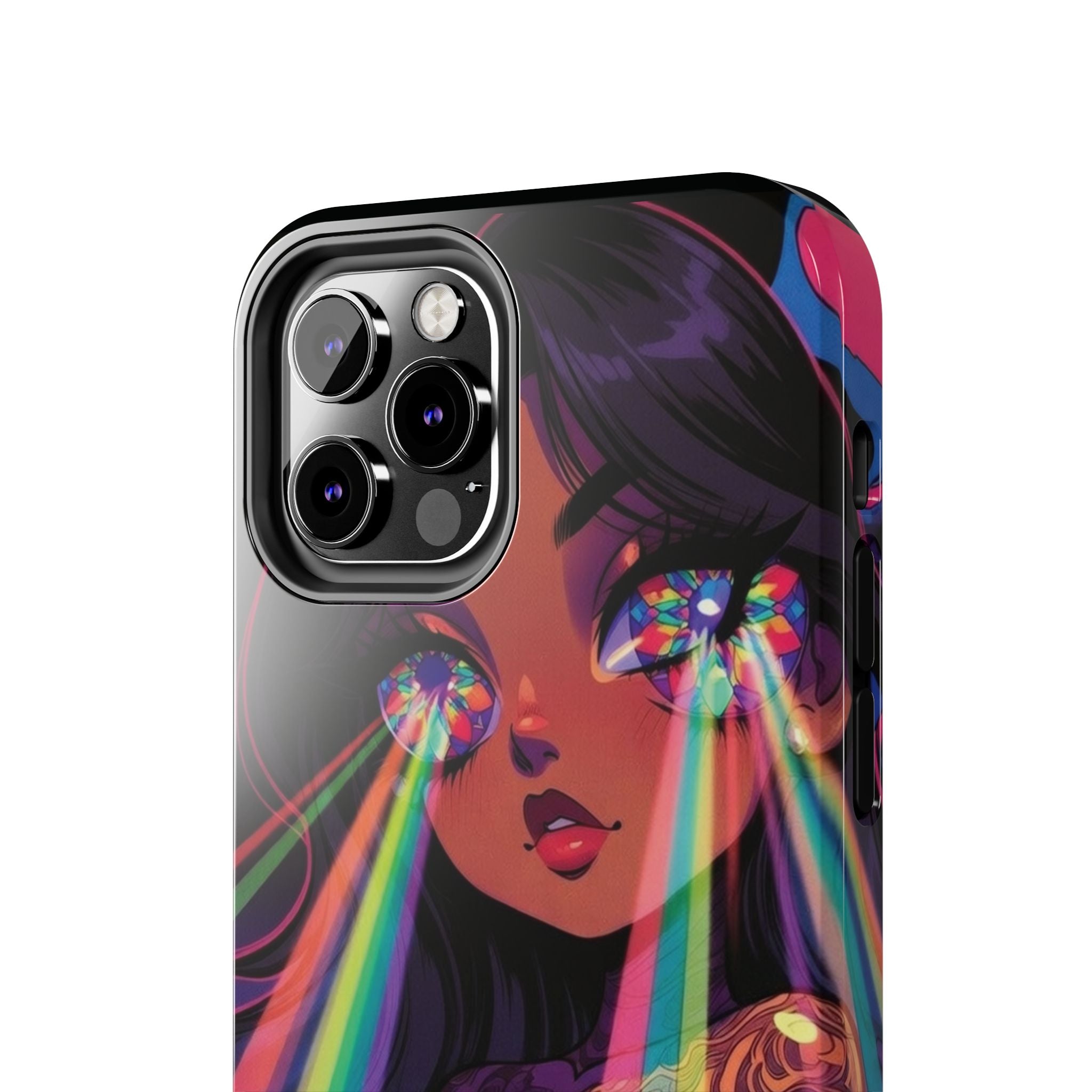 Psychedelic Rainbow Gaze Phone Case | Neon Portrait, Vaporwave Art