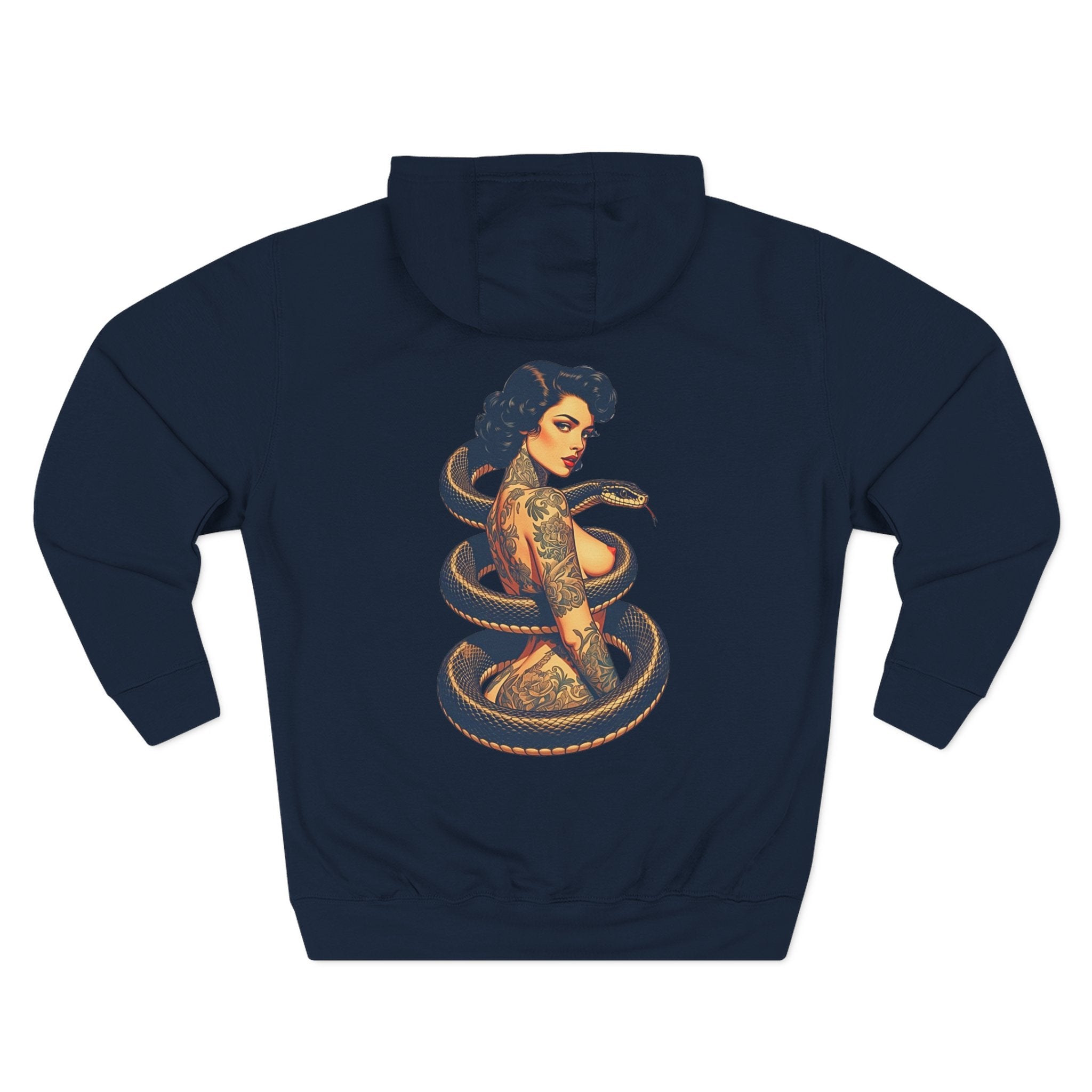 Elev8ted Living Tattoo Pin-Up Hoodie — Snake & Gothic Script