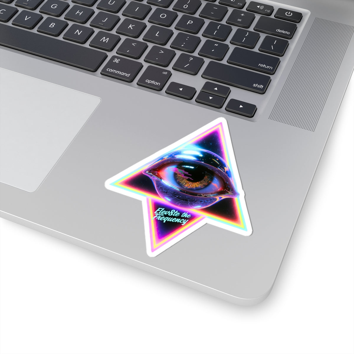Elevate the Frequency All-Seeing Eye Neon Pyramid Sticker