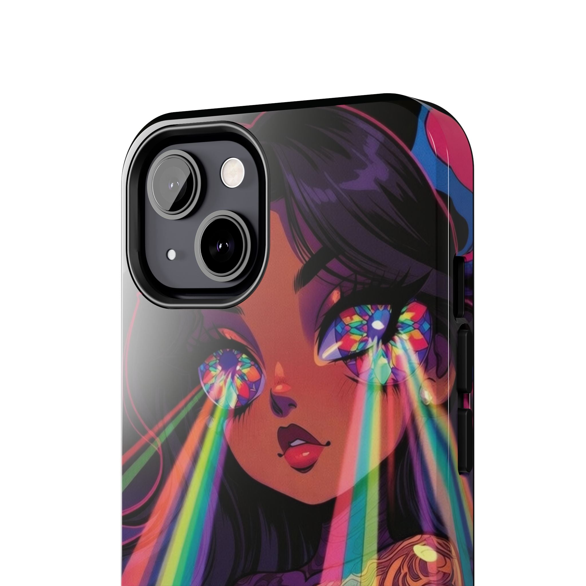 Psychedelic Rainbow Gaze Phone Case | Neon Portrait, Vaporwave Art